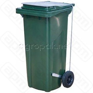 Бак для мусора 120л с педалью с крышкой на колесах пэ цвет зеленый МКТ 120 зеленый ПГ