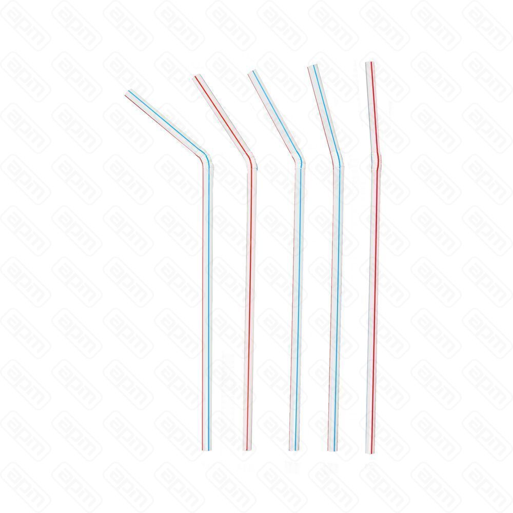 Трубочки для коктейля со сгибом полосатые 21 см d 5 мм 1000 шт