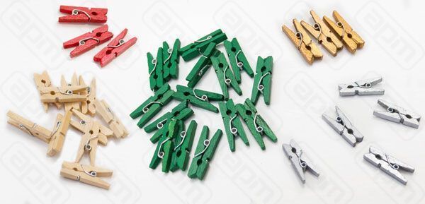 Прищепка-мини деревянная 25 см красная 50 шт