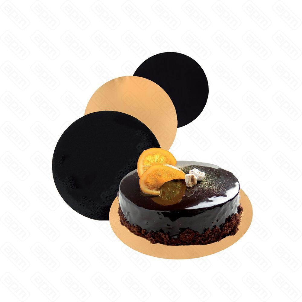 Подложка кондитерская двусторонняя d 40 см золотаячерная картон 100 шт