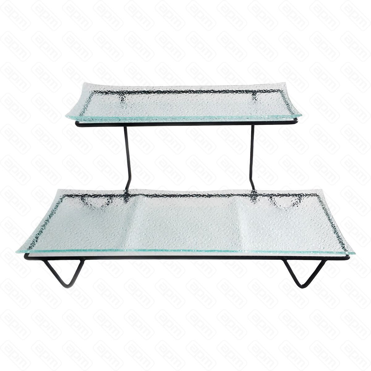 Сет из двух стеклянных блюд для выкладки на металлическом основании 392220см  PL