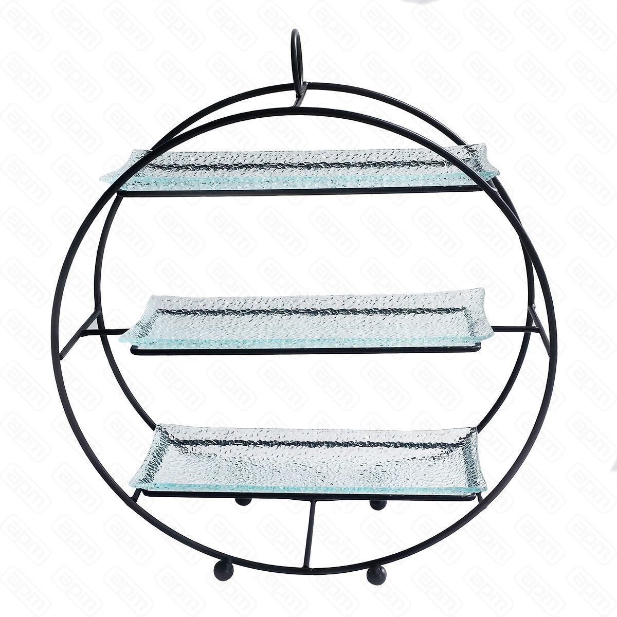 Сет из трех стеклянных блюд для выкладки на металлическом основании 331136 см  PL