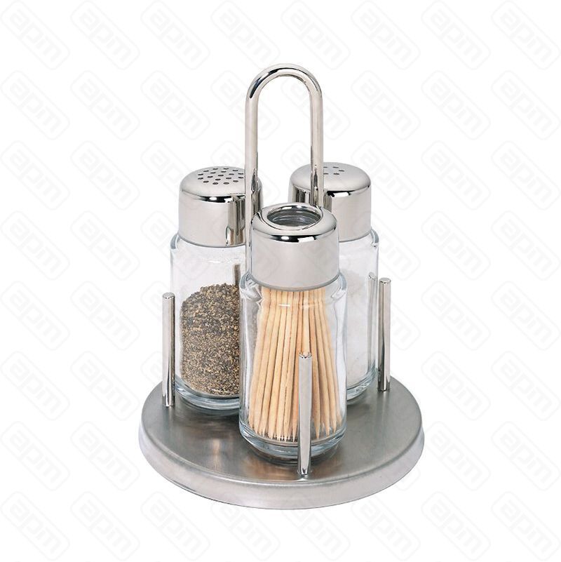 Набор для специй на подставке с ручкой 3 предмета нержсталь PL - REG