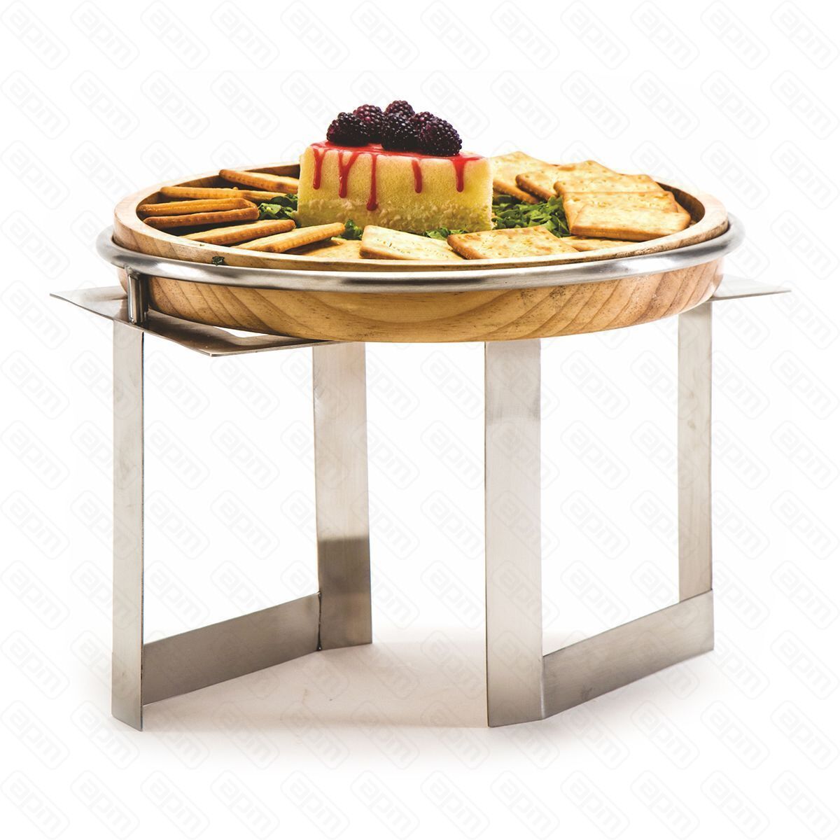 Стойка металлическая для выкладки  блюдо из бука323223 см  PL--Hotelware