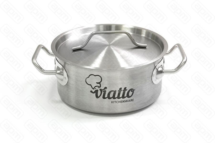 Кастрюля нерж с тройным дном 140х85мм объем 13L с двручками101612 Viatto